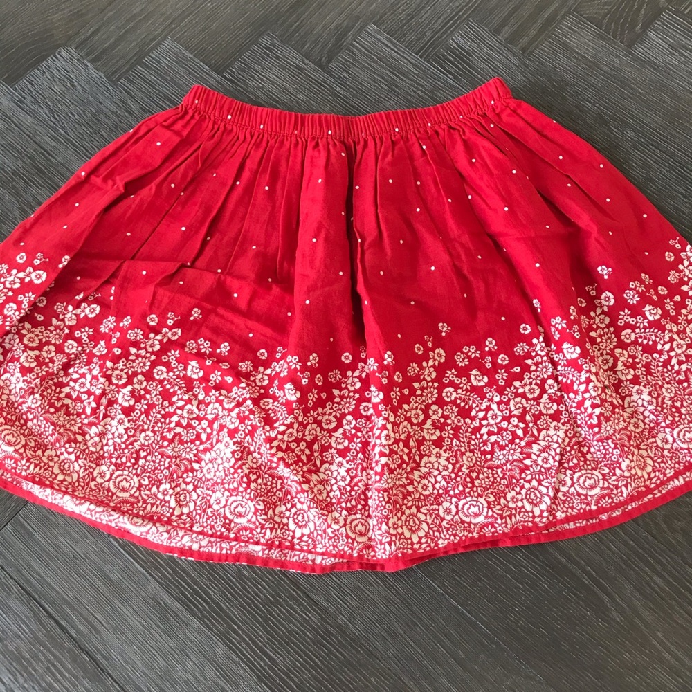 Gap Girls Red Floral Skirt